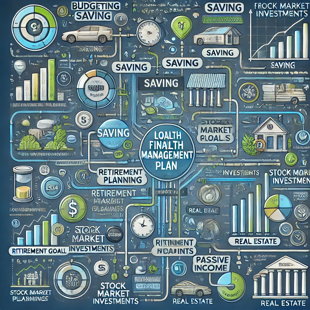 A comprehensive guide on how to create a long-term wealth management plan with strategic financial goals and investment advice.