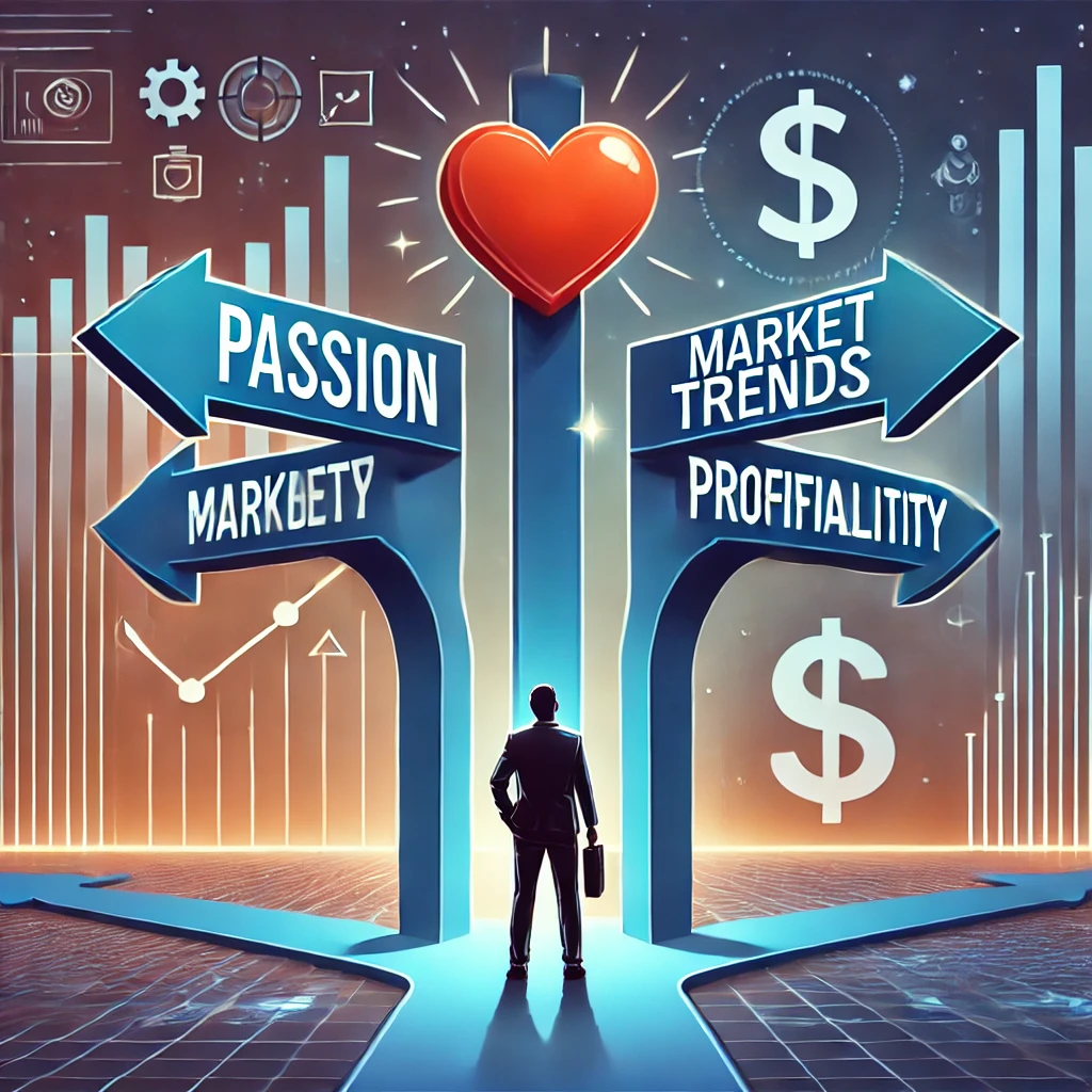 Choosing the right business idea based on passion, market trends, and profitability.